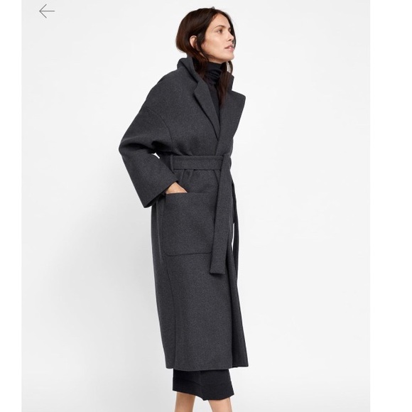 Zara Jackets & Coats Zara Long Black Wool Coat With Belt Poshmark